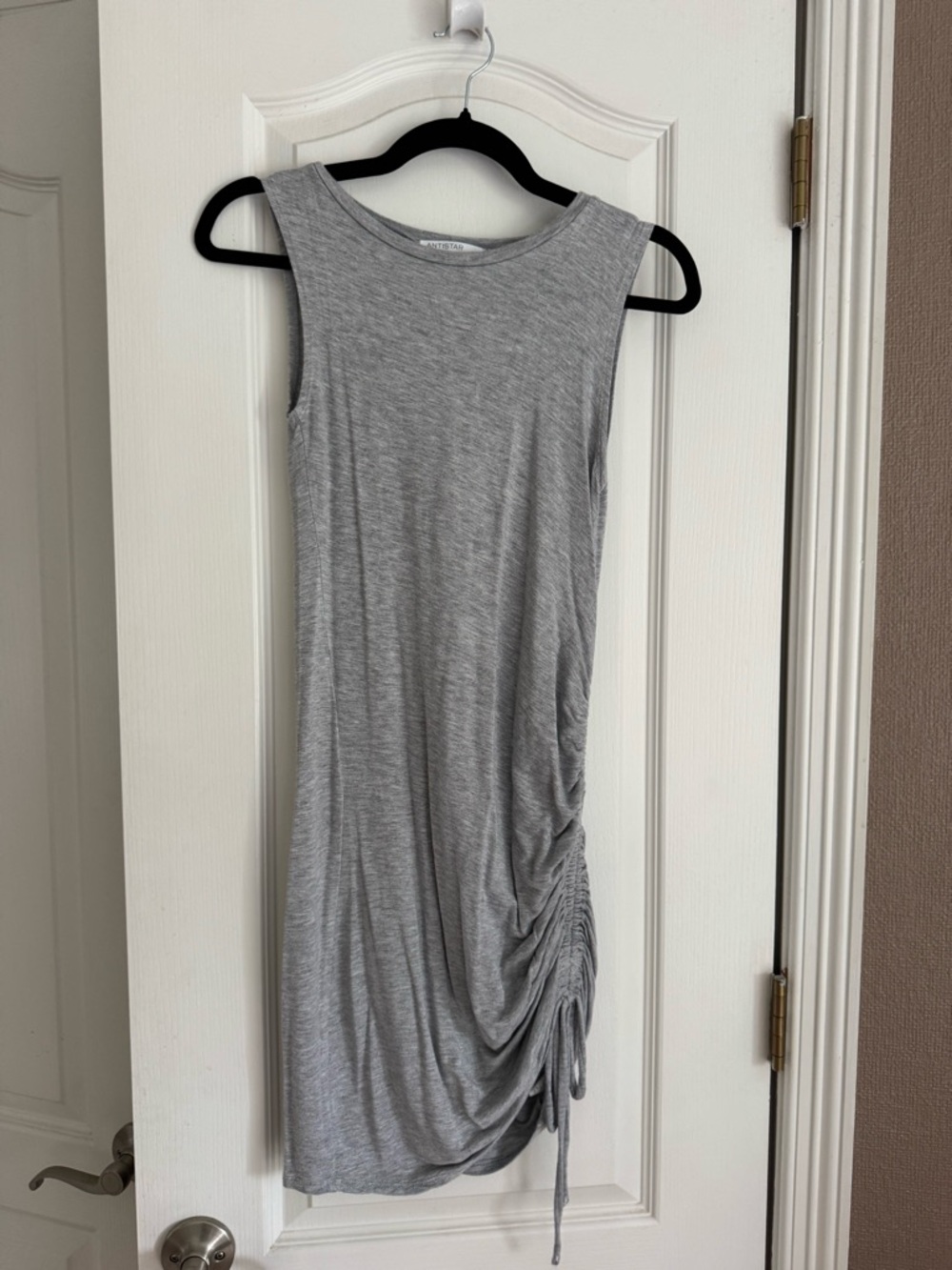 Sleeveless Gray Ruched Side Women’s Dress